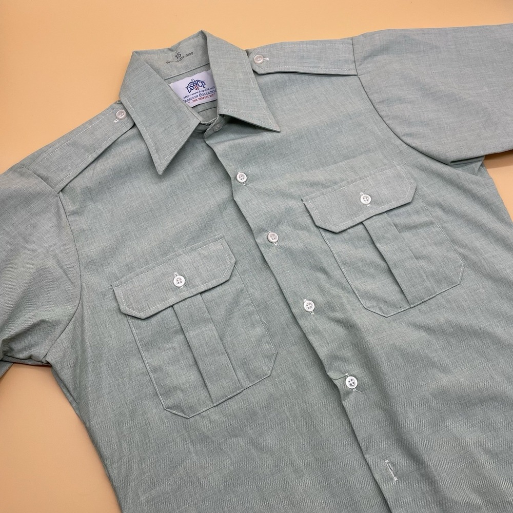 DSCP Shirt‎ Mens 15 Green Air Force Military Garrison Button Up Utility Pockets